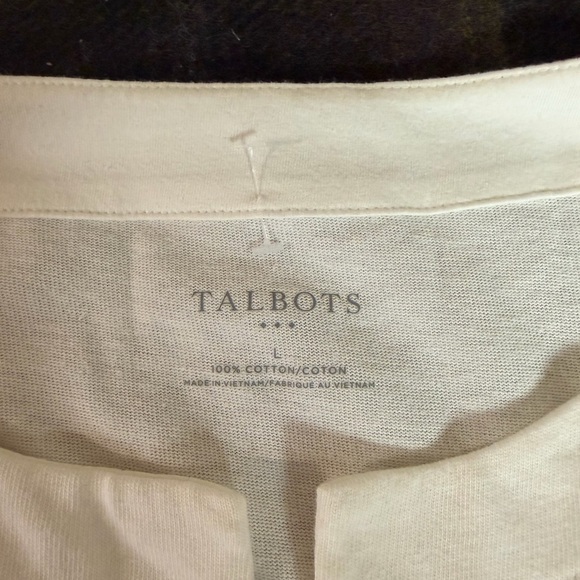 4/$15 Talbots Cream Long Sleeve Lace-Up Top - Picture 4 of 4